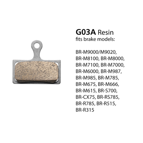 Shimano Disc Brake Pads G03A Resin Pads With Spring (1 Pair) Shimano Disc Brake Pads G03A Resin Pads With Spring (1 Pair)