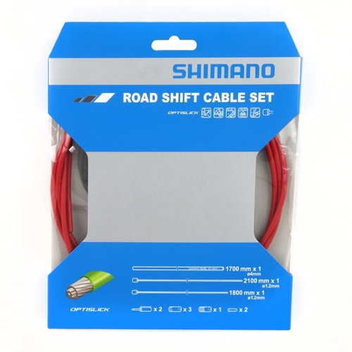 Gear Cable Set Shimano Road Optislick Red Gear Cable Set Shimano Road Optislick Red